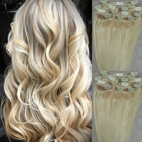 18" 100% Clip in Human Hair Extensions 7Pcs,14 clips #60